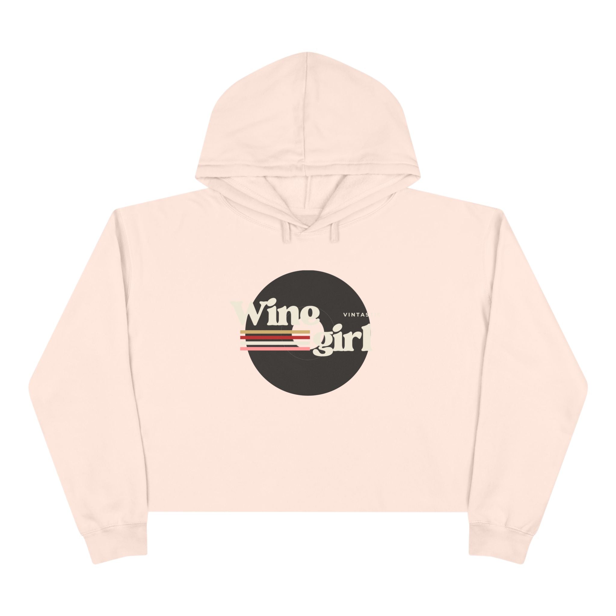 Wine Girl Vintastic Crop Hoodie — White Logo Cropped Pullover
