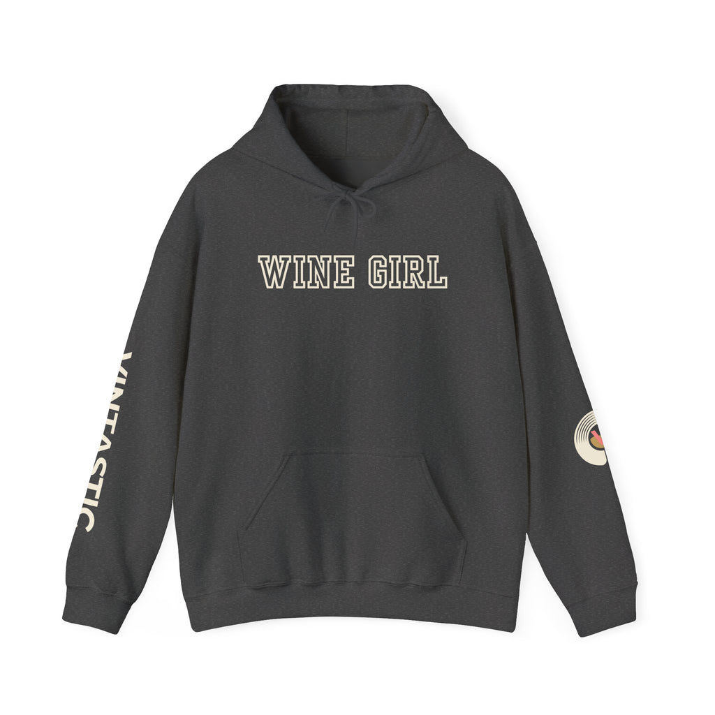Vintastic Wine Girl Hoodie – Black Unisex Oversized Sweatshirt | Wine Lover Gift