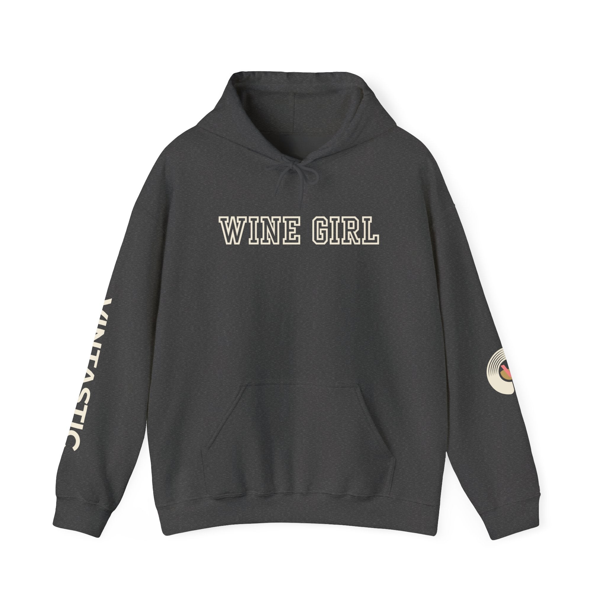 Vintastic Wine Girl Hoodie – Black Unisex Oversized Sweatshirt | Wine Lover Gift