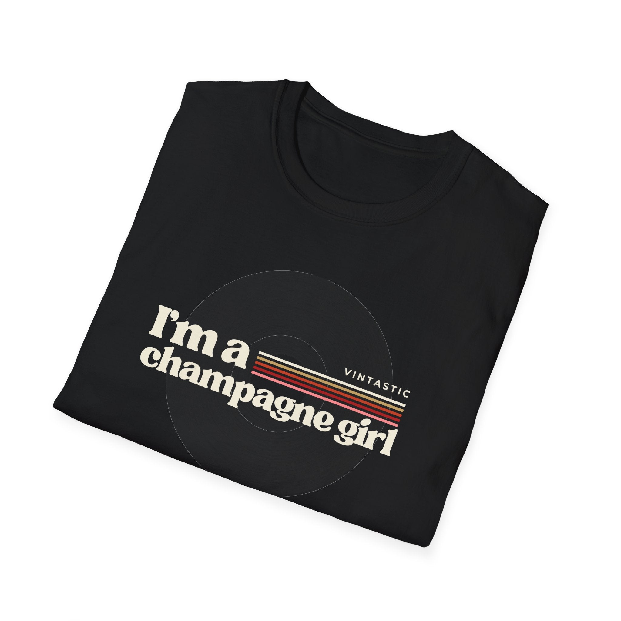 I’m a Champagne Girl Tee – Retro Vinyl Design | Vintastic Wine & Bubbly Collection