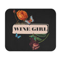 Wine Girl Mouse Pad — Floral Butterfly Desk Mat for Wine Lovers