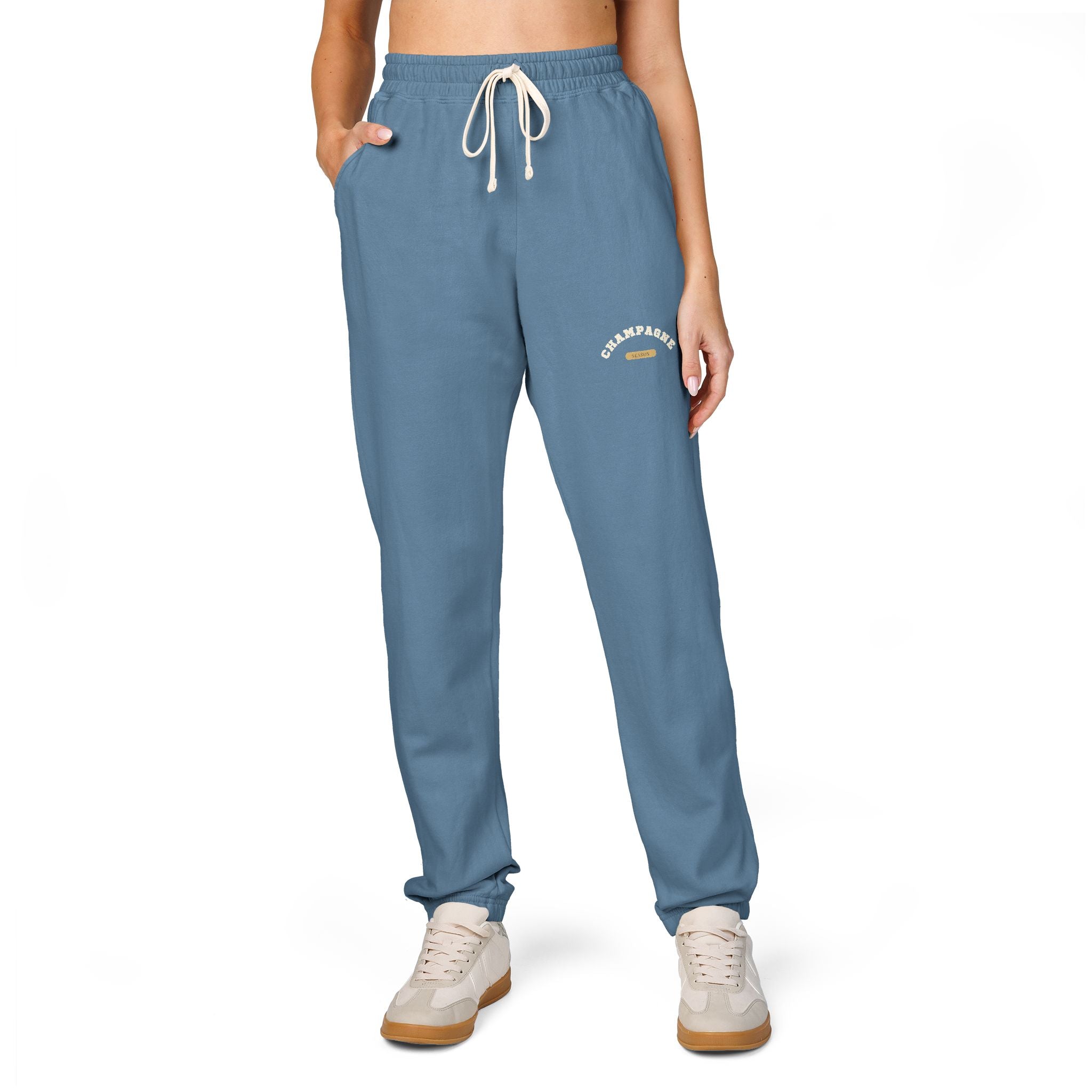 Cozy Champagne Season Sweatpants — Garment-Dyed Fleece Joggers with 'Canyon Club' Logo