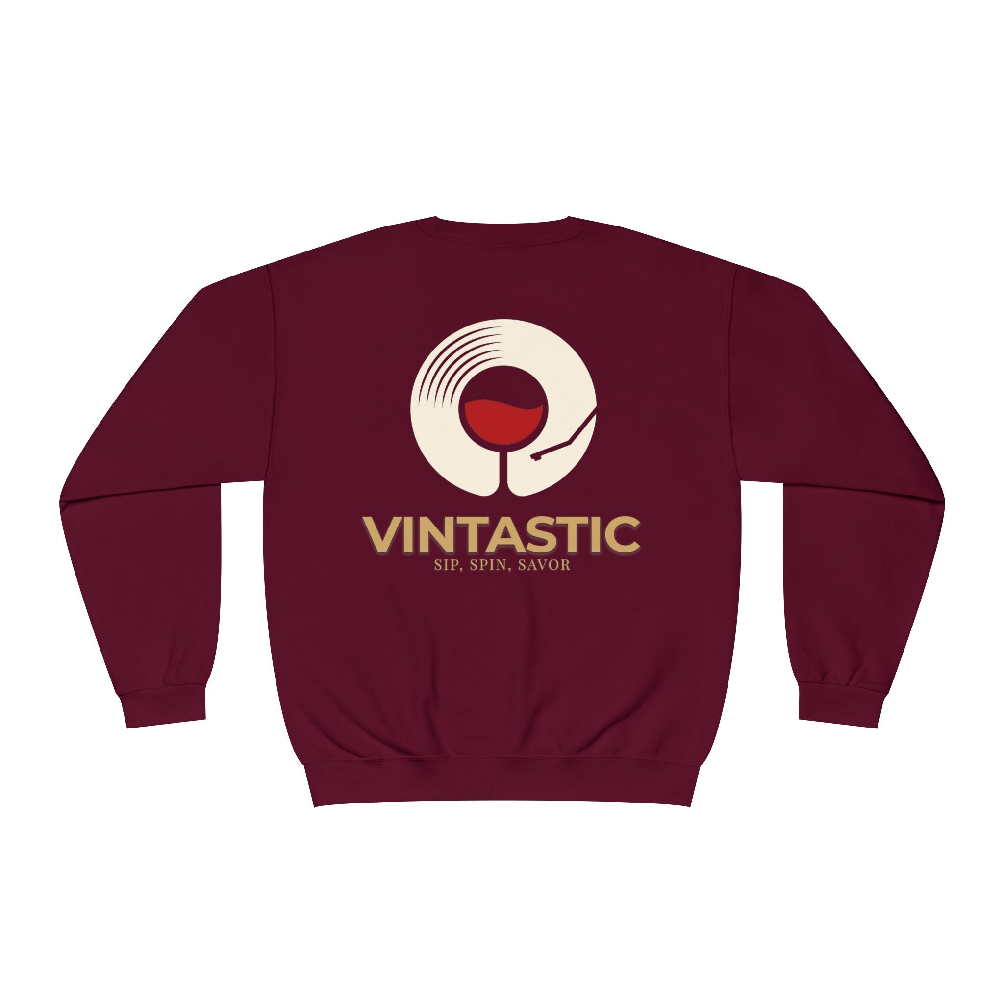 Vintastic Crewneck Sweatshirt — 'Sip Spin Savor' Wine Lover Pullover
