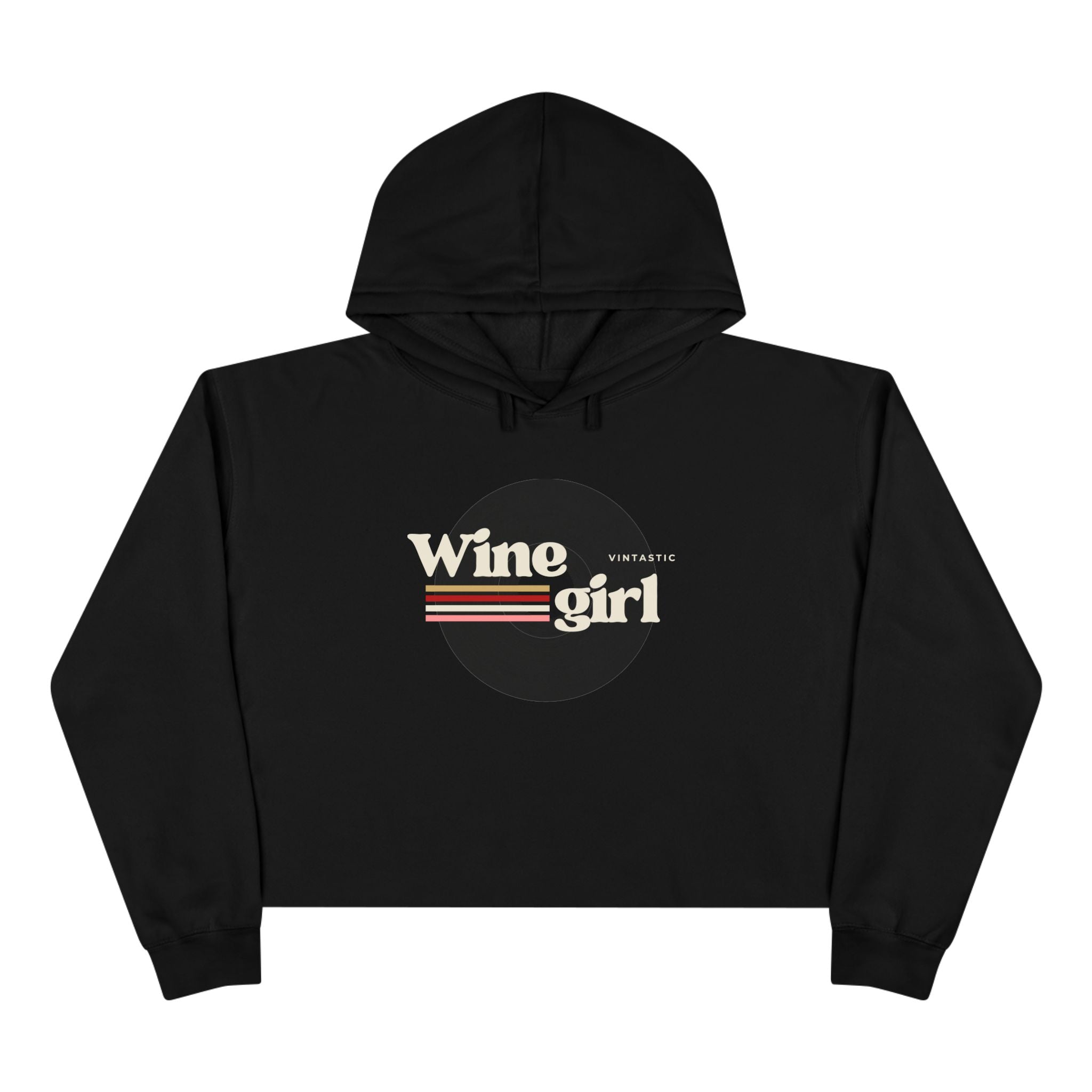 Wine Girl Vintastic Crop Hoodie — White Logo Cropped Pullover