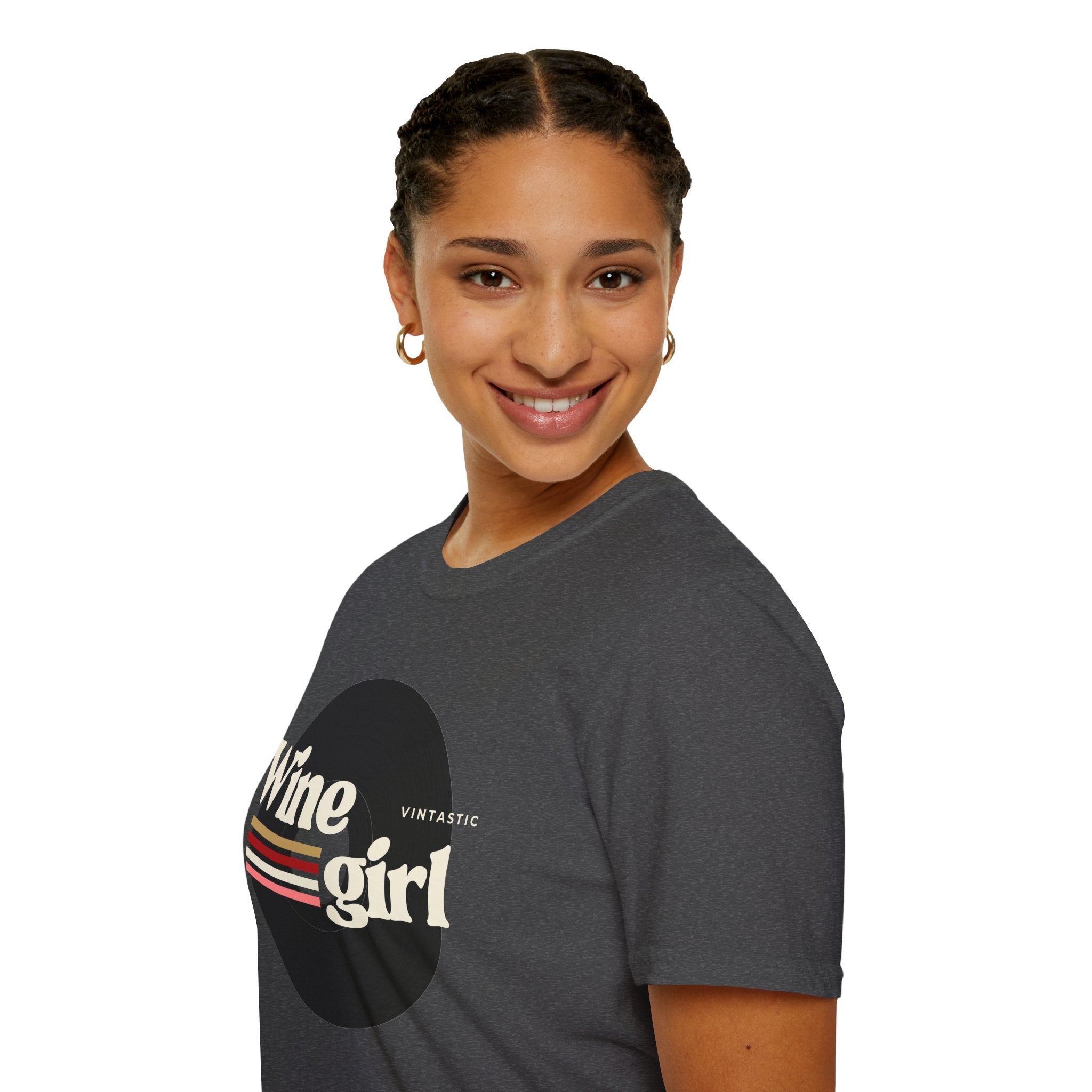 Wine Girl T-Shirt — Vintage Retro Striped Graphic Tee