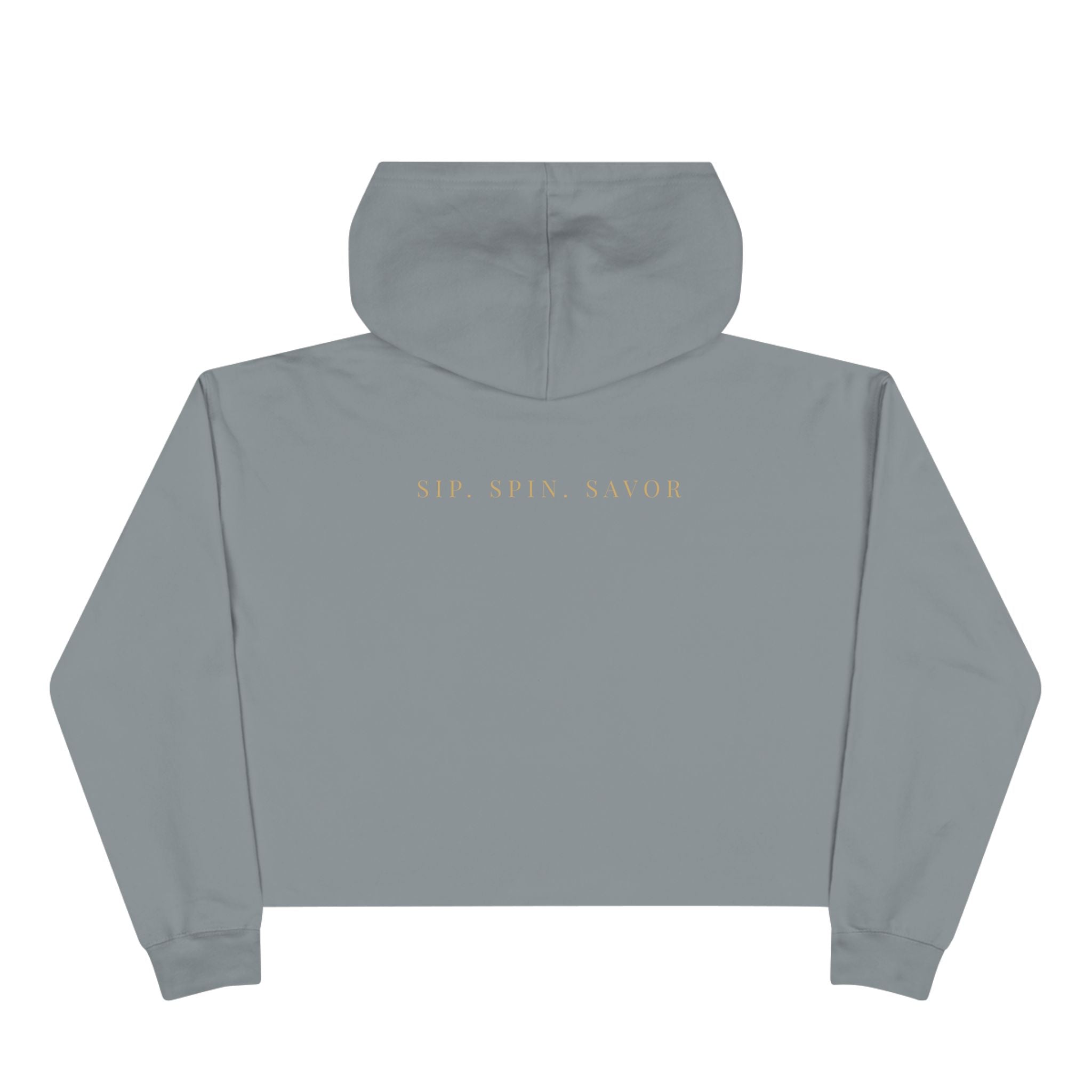 Wine Floral Crop Hoodie — Vintage Rose Wine Graphic Cropped Hoodie