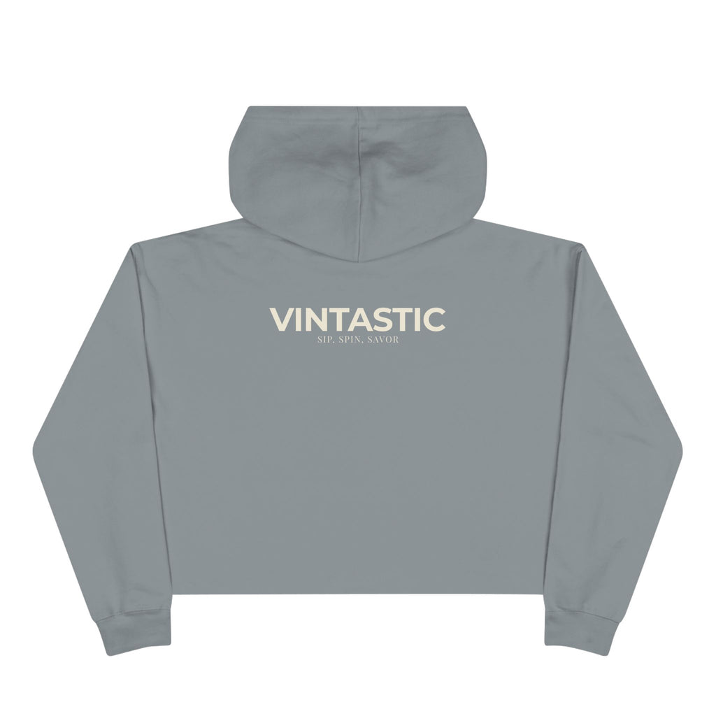 Wine Girl Cropped Hoodie — 'Vintastic' Floral Wine Lover Sweatshirt