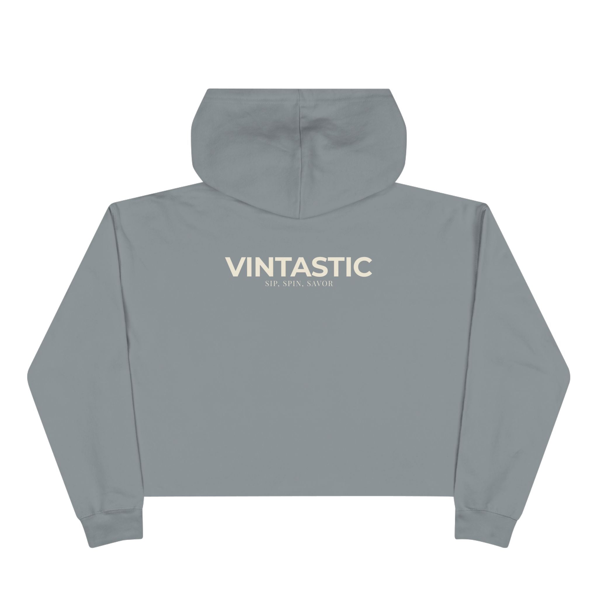 Wine Girl Cropped Hoodie — 'Vintastic' Floral Wine Lover Sweatshirt