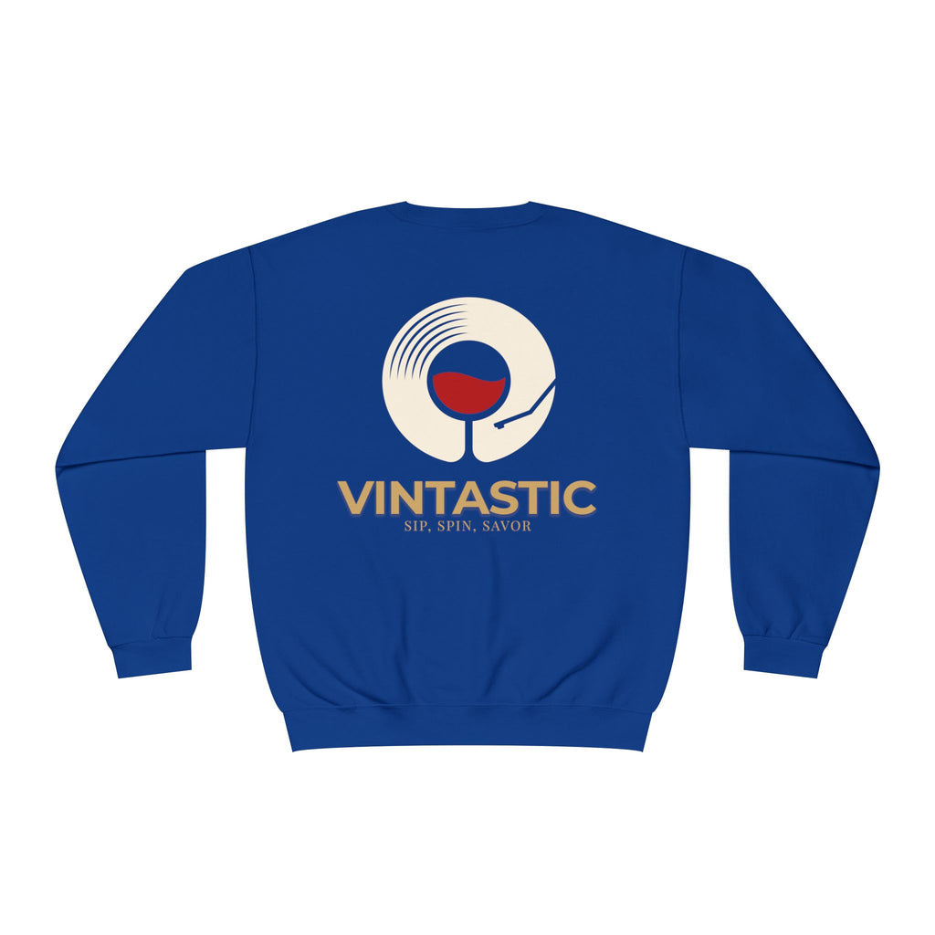 Vintastic Crewneck Sweatshirt — 'Sip Spin Savor' Wine Lover Pullover