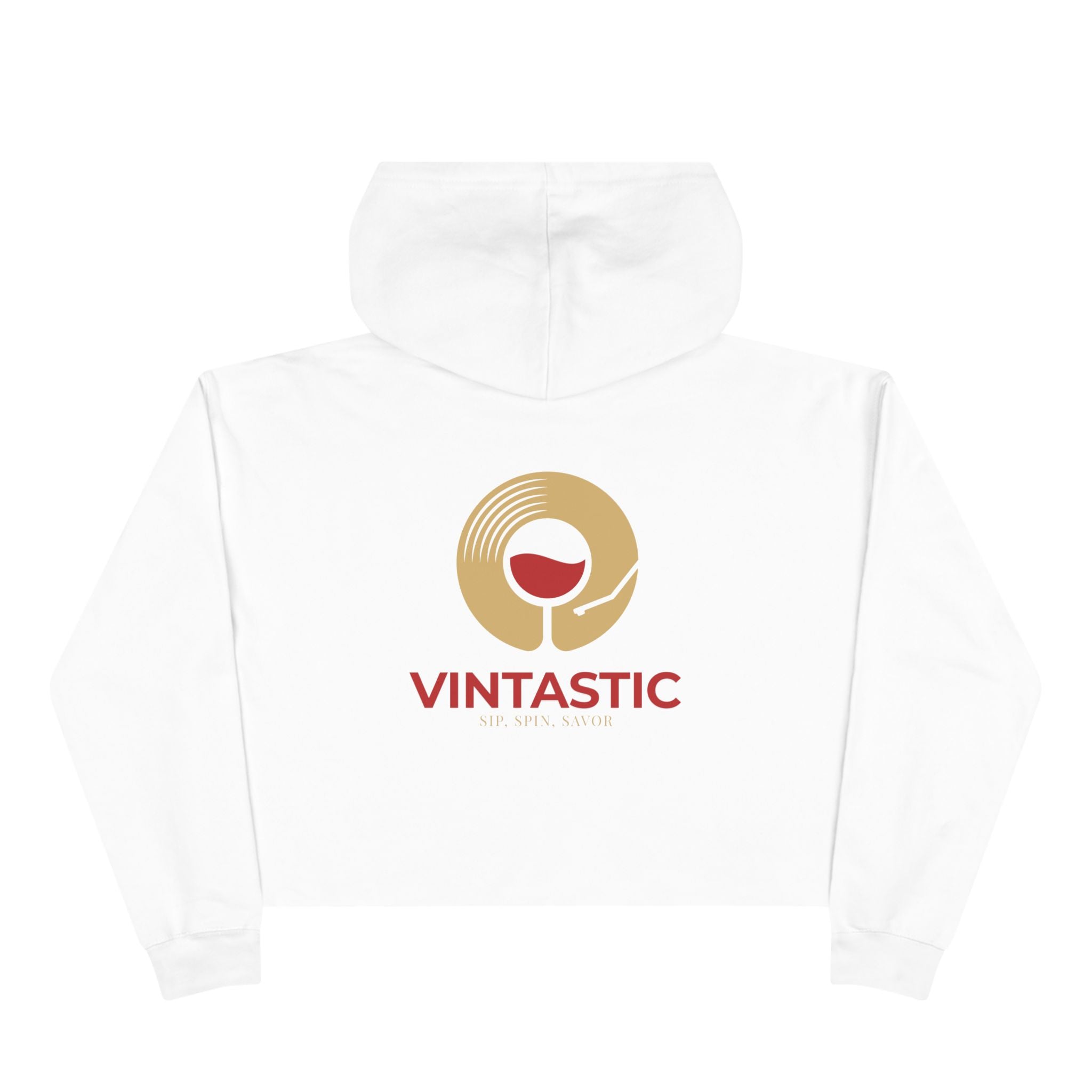 Vintastic Wine Crop Hoodie — Retro Vinyl Wine Logo Cropped Sweatshirt