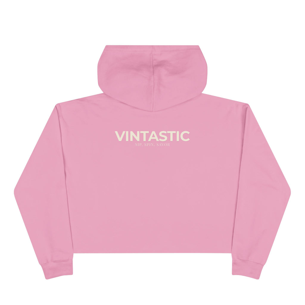 Wine Girl Cropped Hoodie — 'Vintastic' Floral Wine Lover Sweatshirt