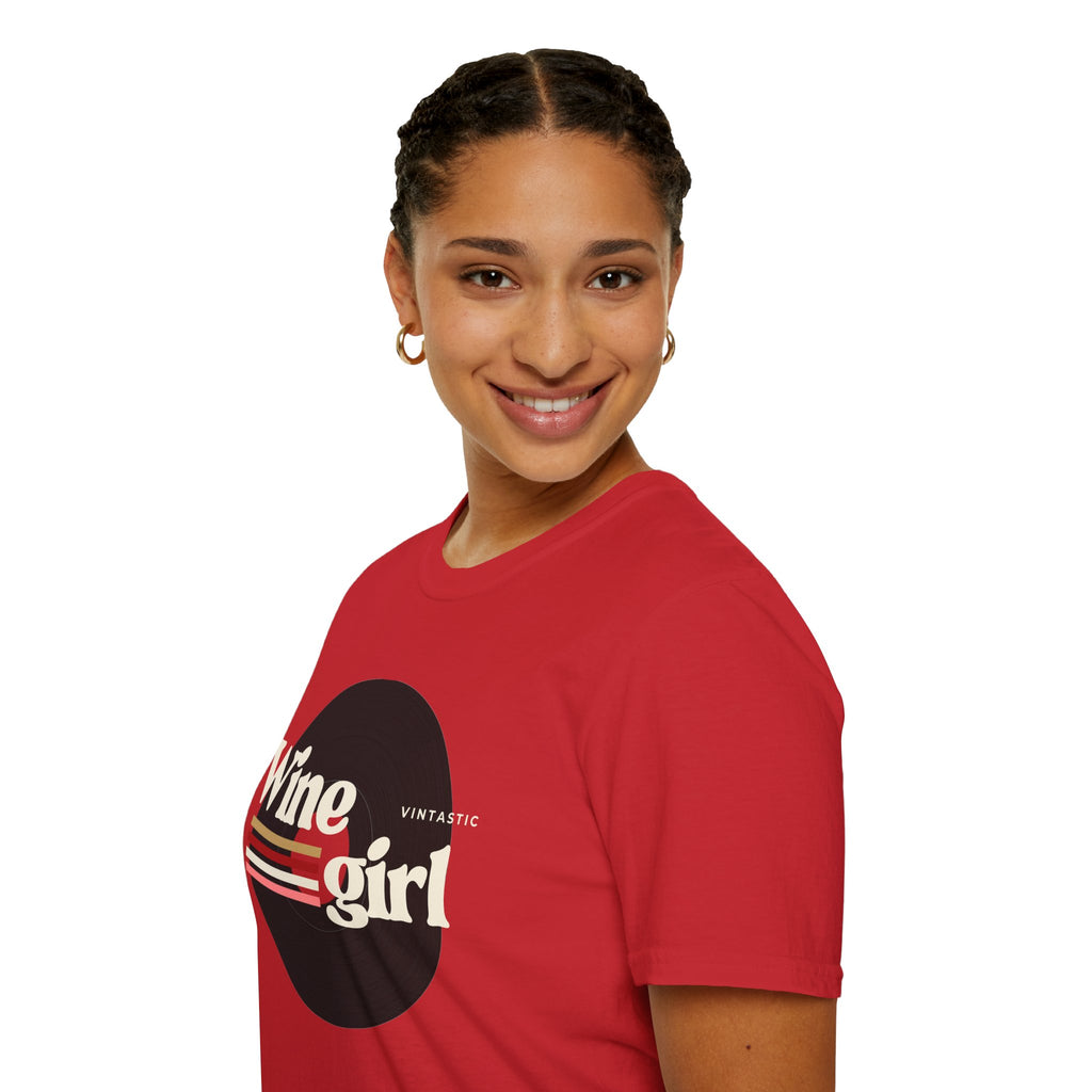 Wine Girl T-Shirt — Vintage Retro Striped Graphic Tee