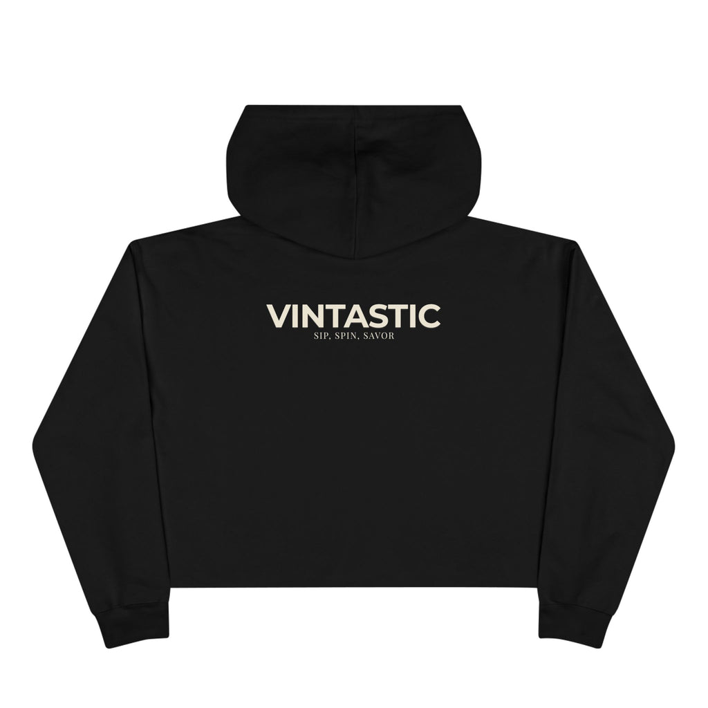 Wine Girl Cropped Hoodie — 'Vintastic' Floral Wine Lover Sweatshirt
