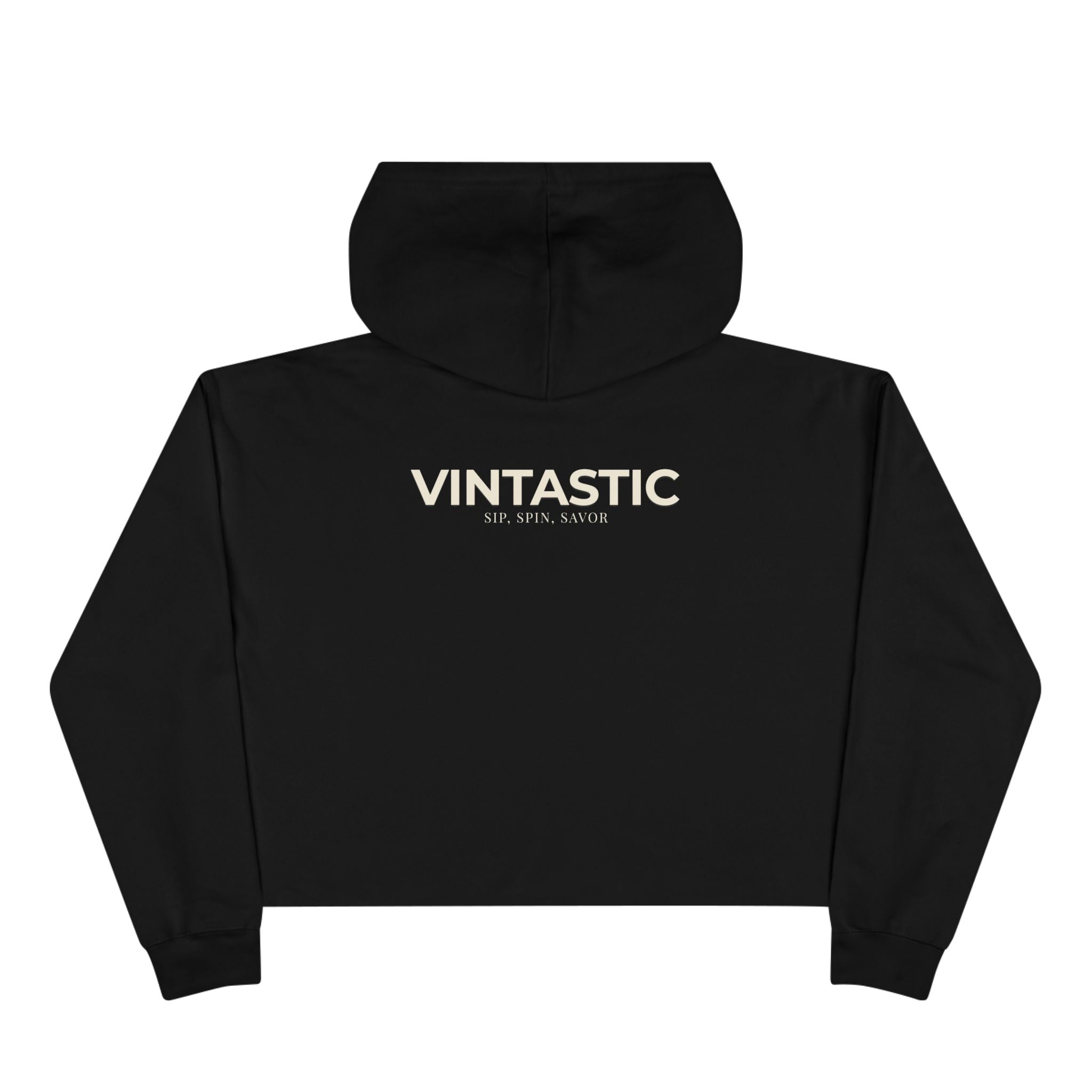 Wine Girl Cropped Hoodie — 'Vintastic' Floral Wine Lover Sweatshirt