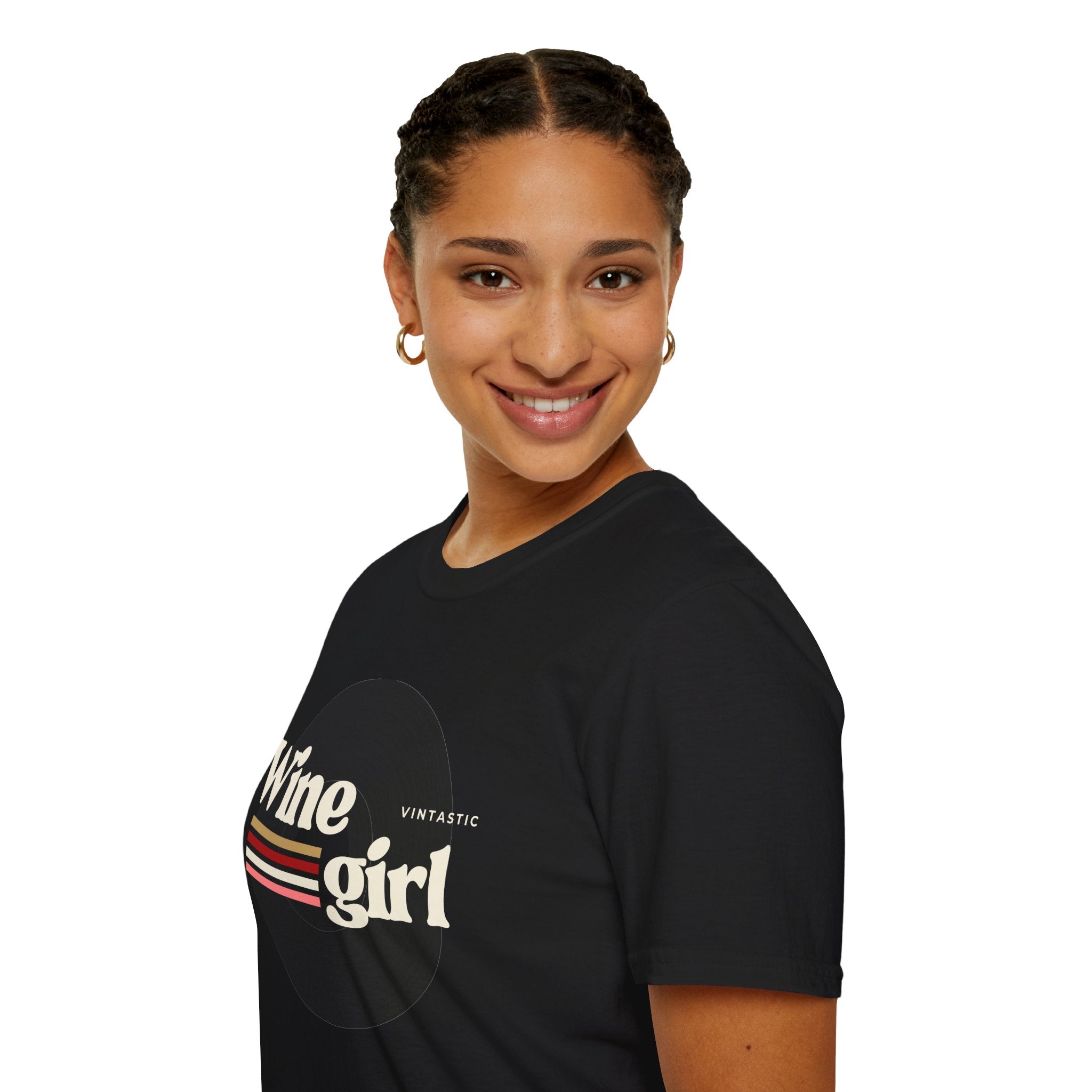 Wine Girl T-Shirt — Vintage Retro Striped Graphic Tee