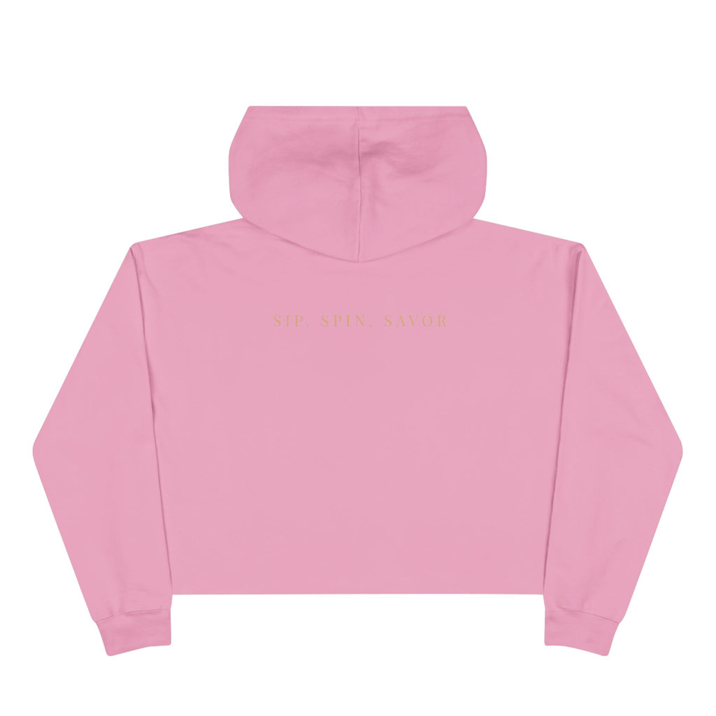 Wine Floral Crop Hoodie — Vintage Rose Wine Graphic Cropped Hoodie