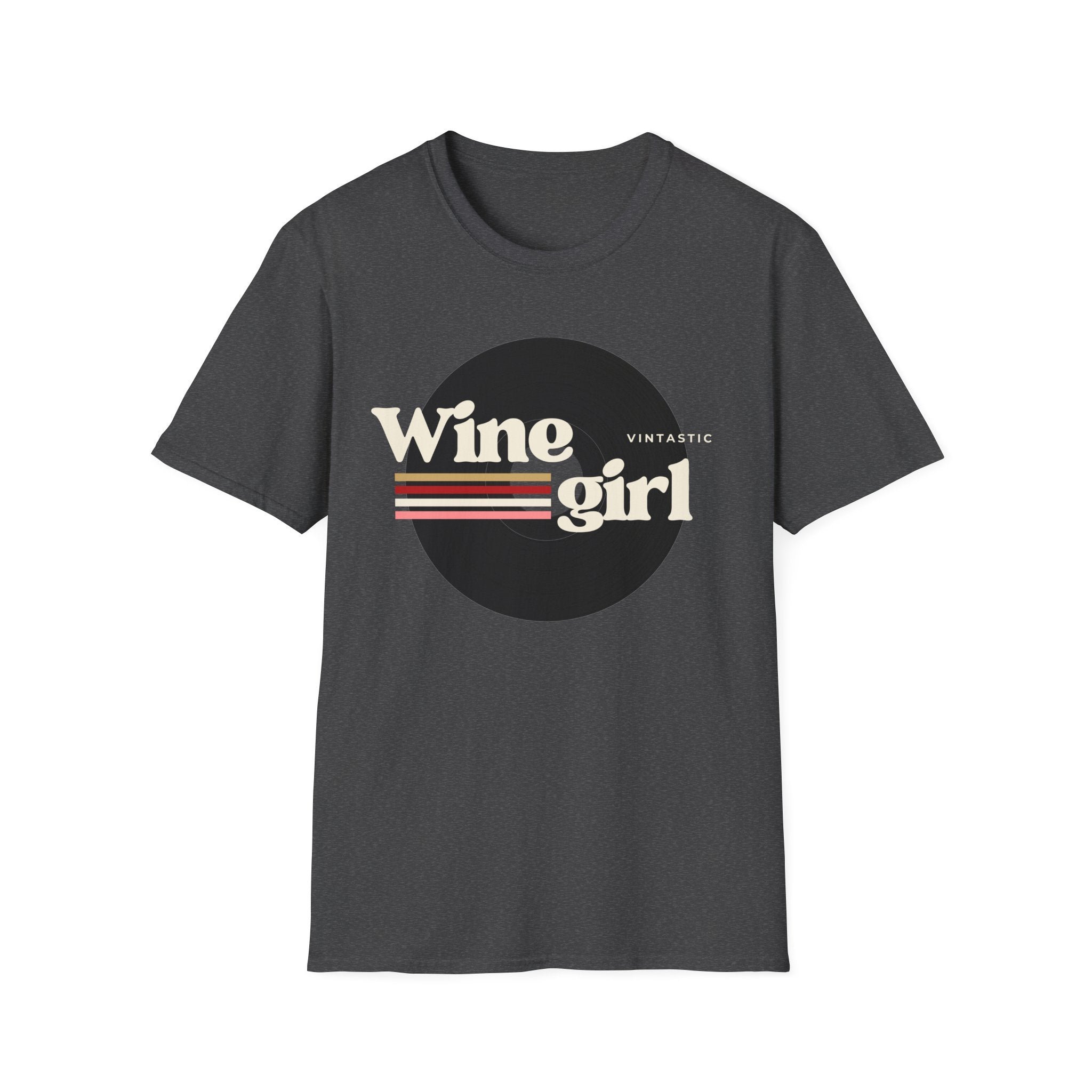 Wine Girl T-Shirt — Vintage Retro Striped Graphic Tee
