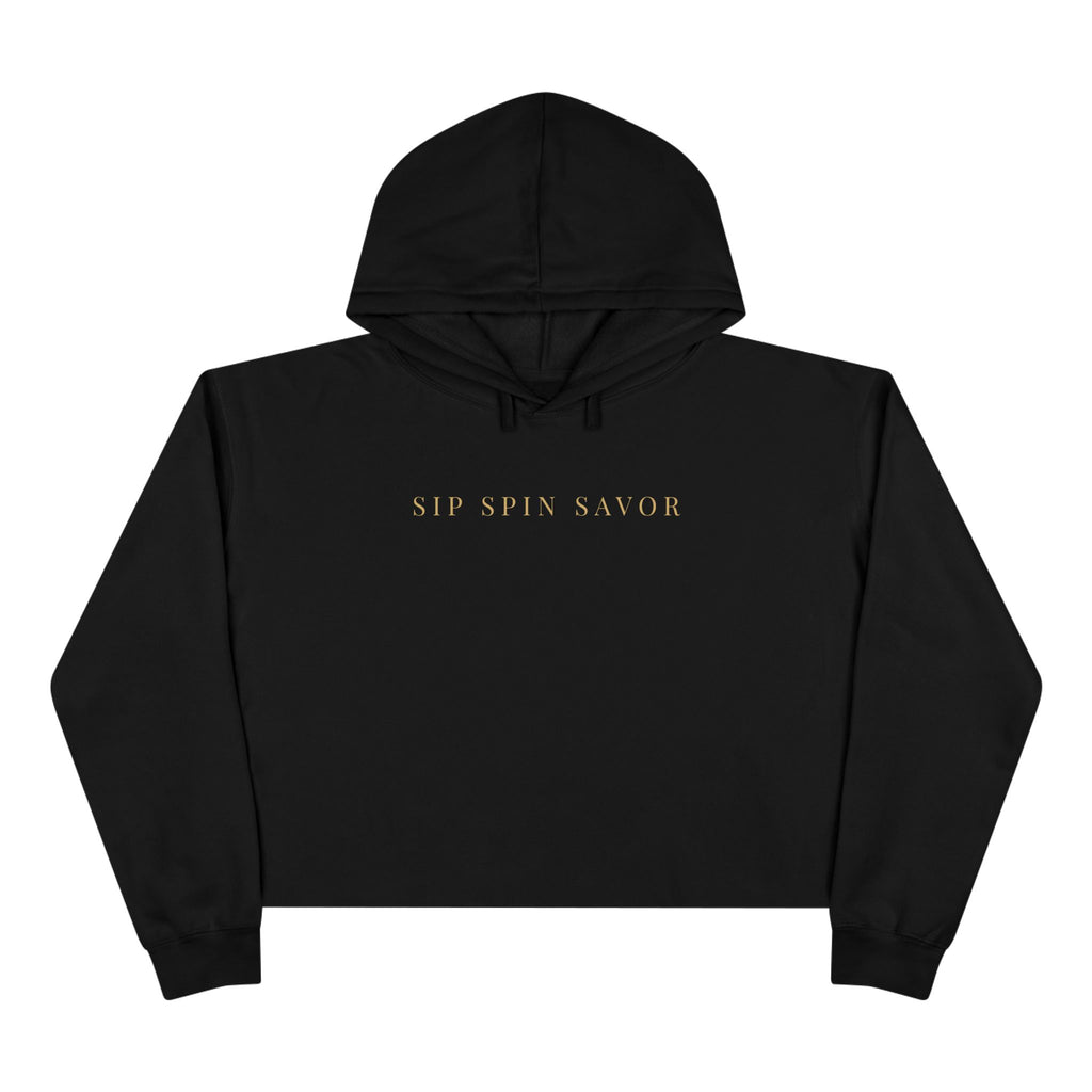 Vintastic Wine Crop Hoodie — Retro Vinyl Wine Logo Cropped Sweatshirt