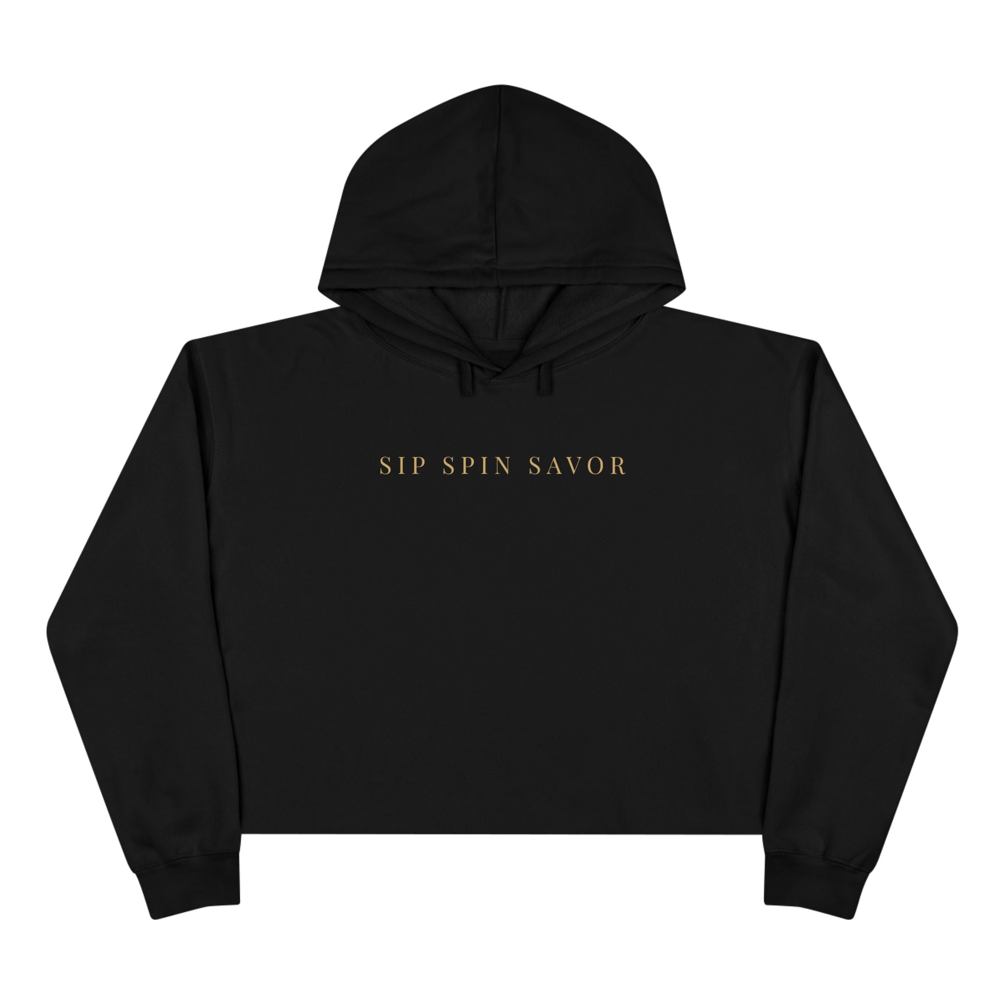 Vintastic Wine Crop Hoodie — Retro Vinyl Wine Logo Cropped Sweatshirt