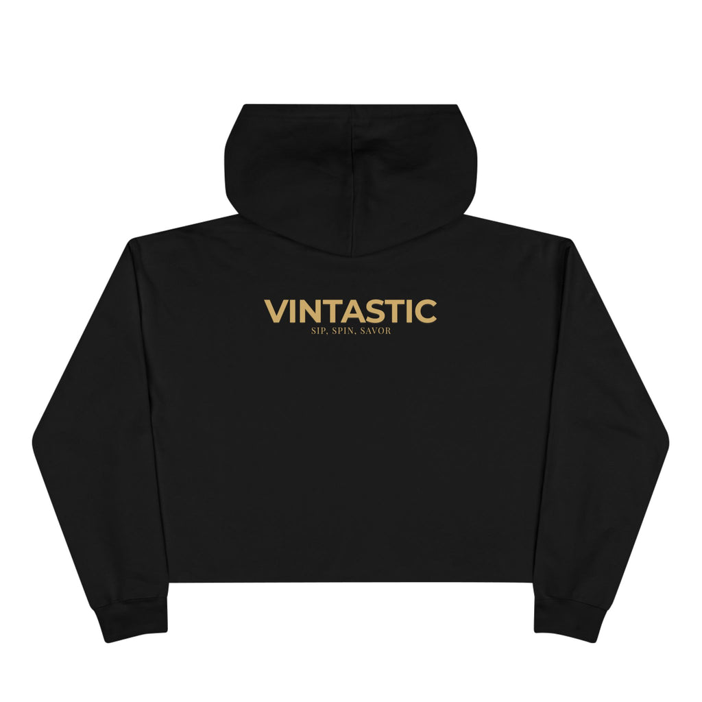 Wine Girl Vintastic Crop Hoodie — White Logo Cropped Pullover