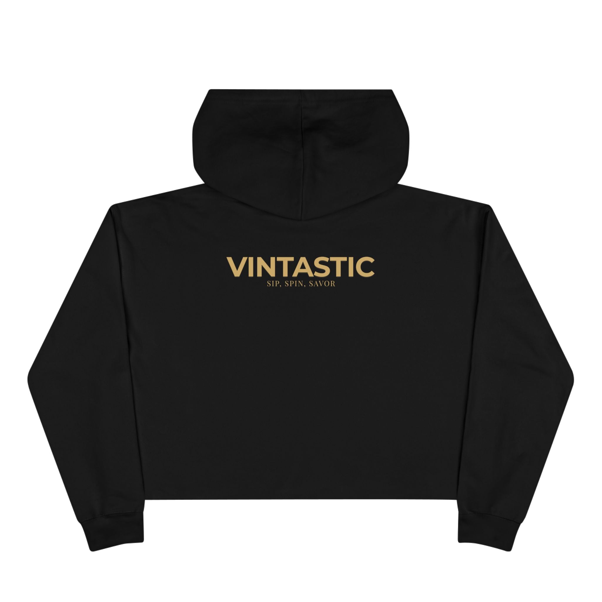 Wine Girl Vintastic Crop Hoodie — White Logo Cropped Pullover