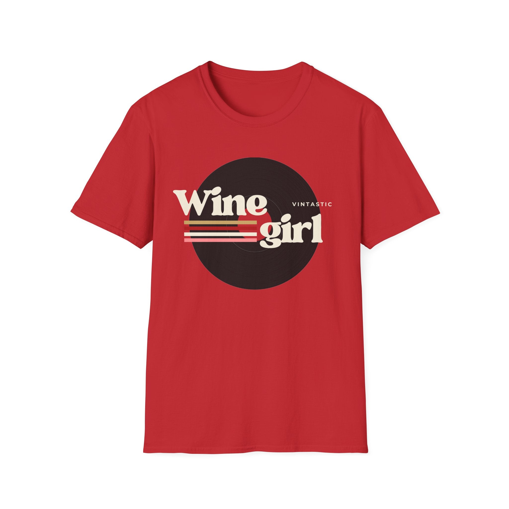 Wine Girl T-Shirt — Vintage Retro Striped Graphic Tee