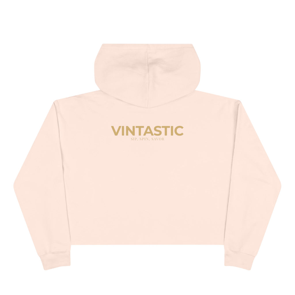 Wine Girl Vintastic Crop Hoodie — White Logo Cropped Pullover