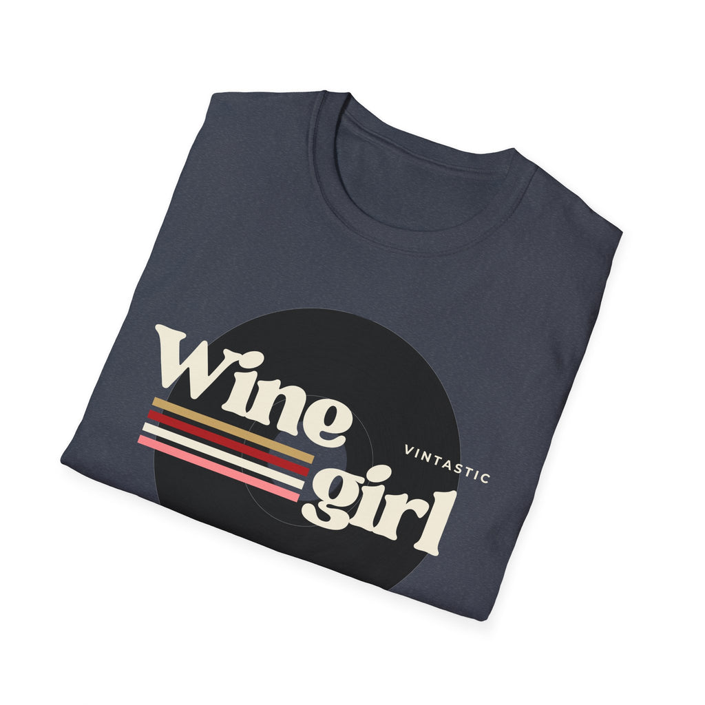 Wine Girl T-Shirt — Vintage Retro Striped Graphic Tee