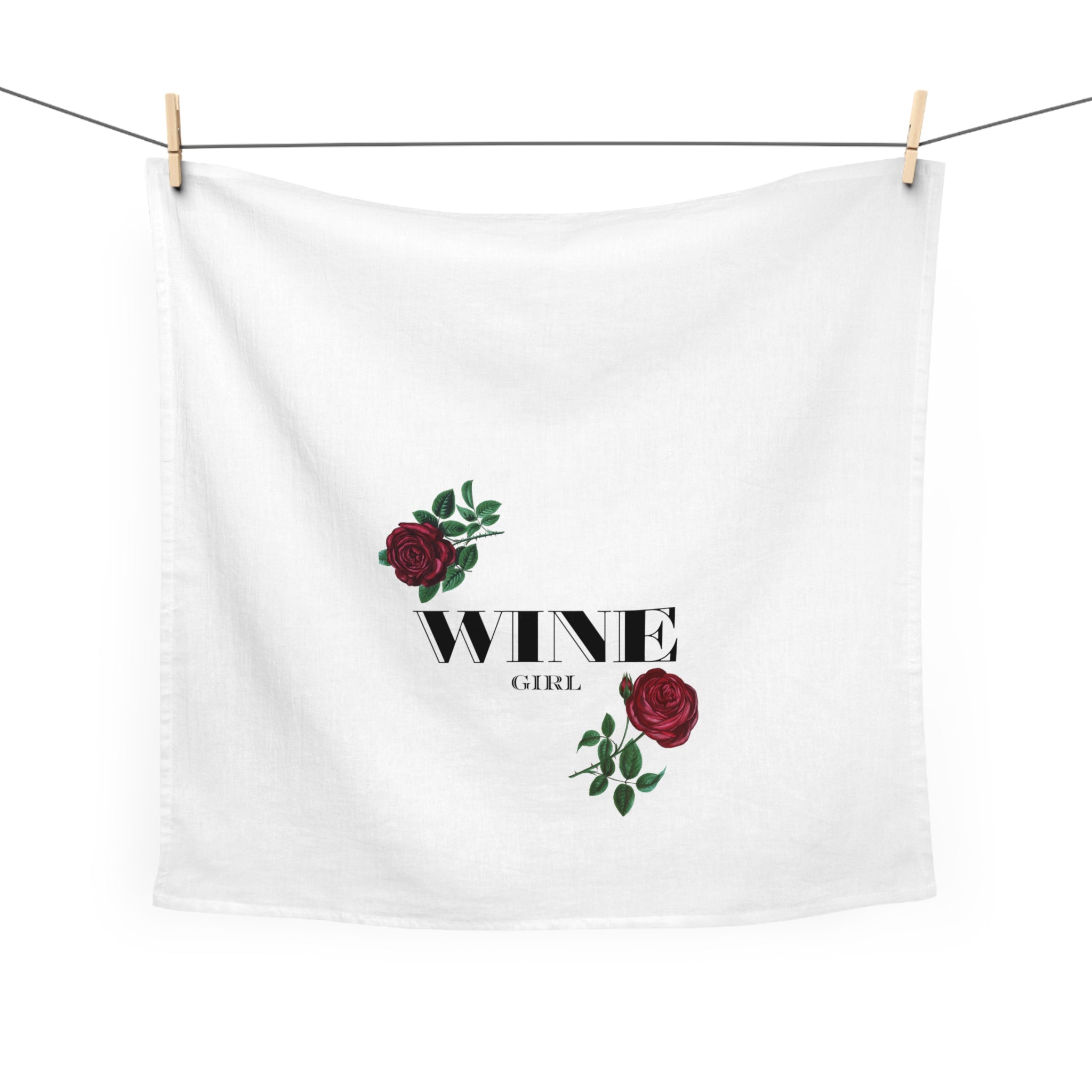 Wine Girl Rose Floral Kitchen Towel