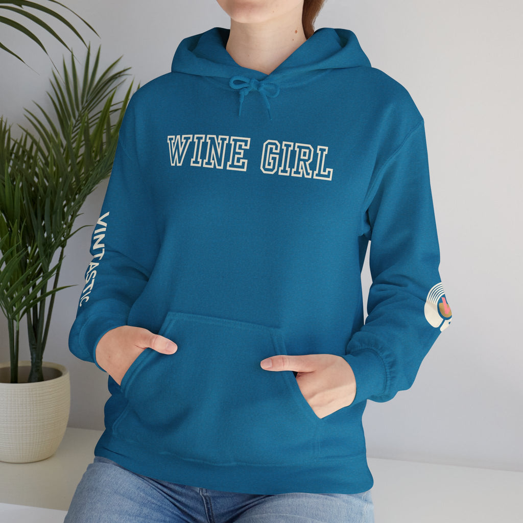 Vintastic Wine Girl Hoodie – Black Unisex Oversized Sweatshirt | Wine Lover Gift