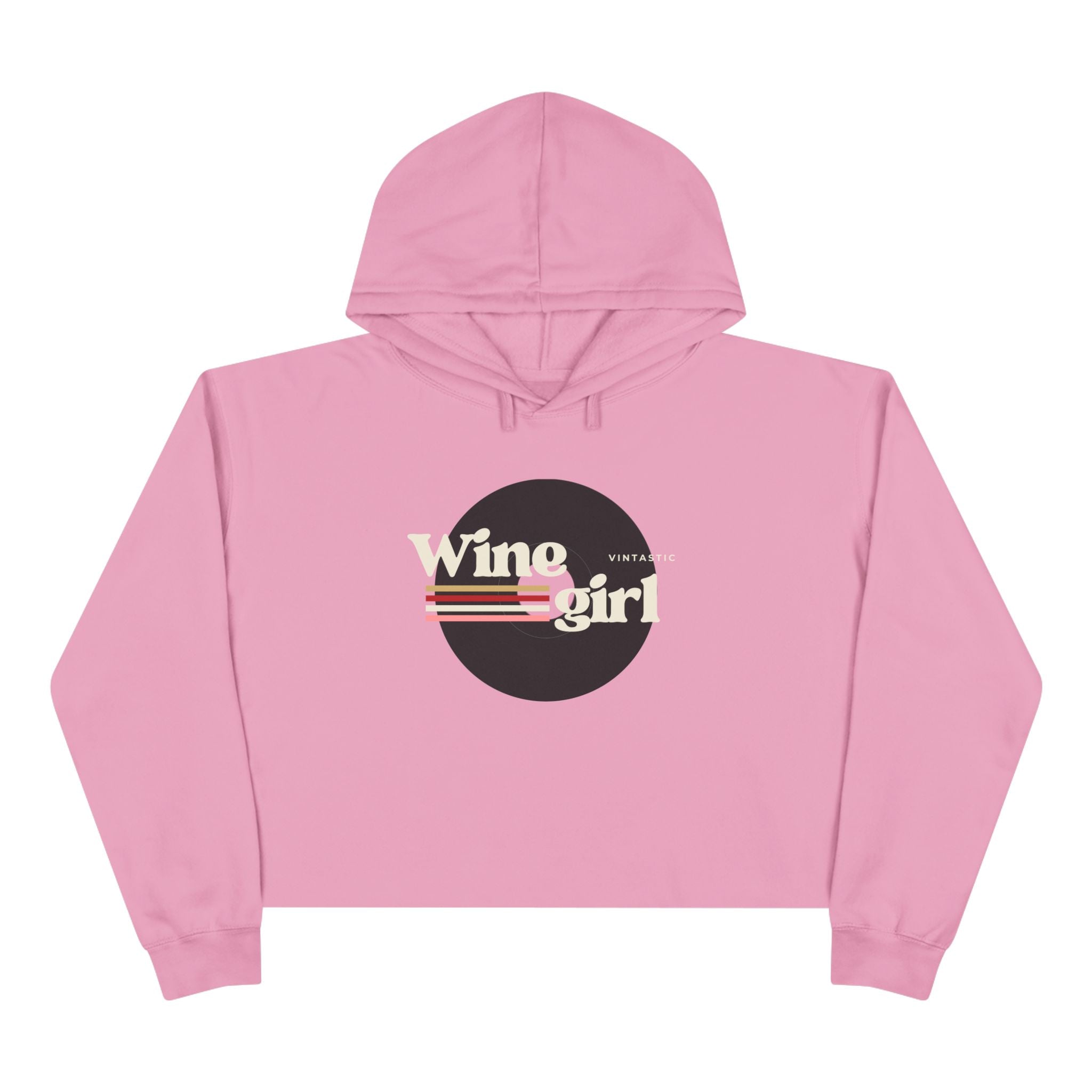 Wine Girl Vintastic Crop Hoodie — White Logo Cropped Pullover