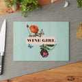 Wine Girl Glass Cutting Board — Floral Butterflies Kitchen Decor