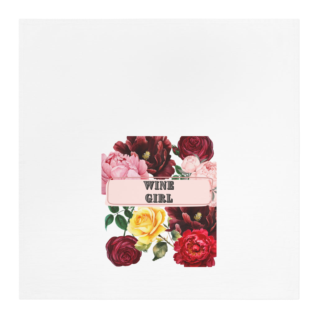 Wine Girl Floral Tea Towel — Decorative Kitchen Towel for Wine Lovers