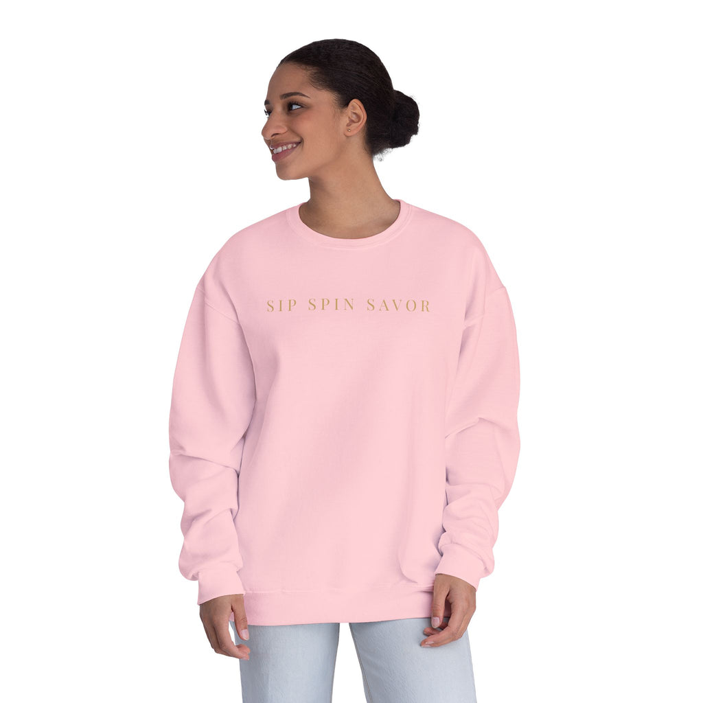 Vintastic Crewneck Sweatshirt — 'Sip Spin Savor' Wine Lover Pullover