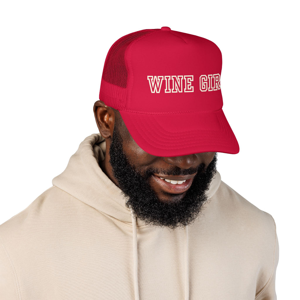 Wine Girl Trucker Cap -by  Vintastic Designs