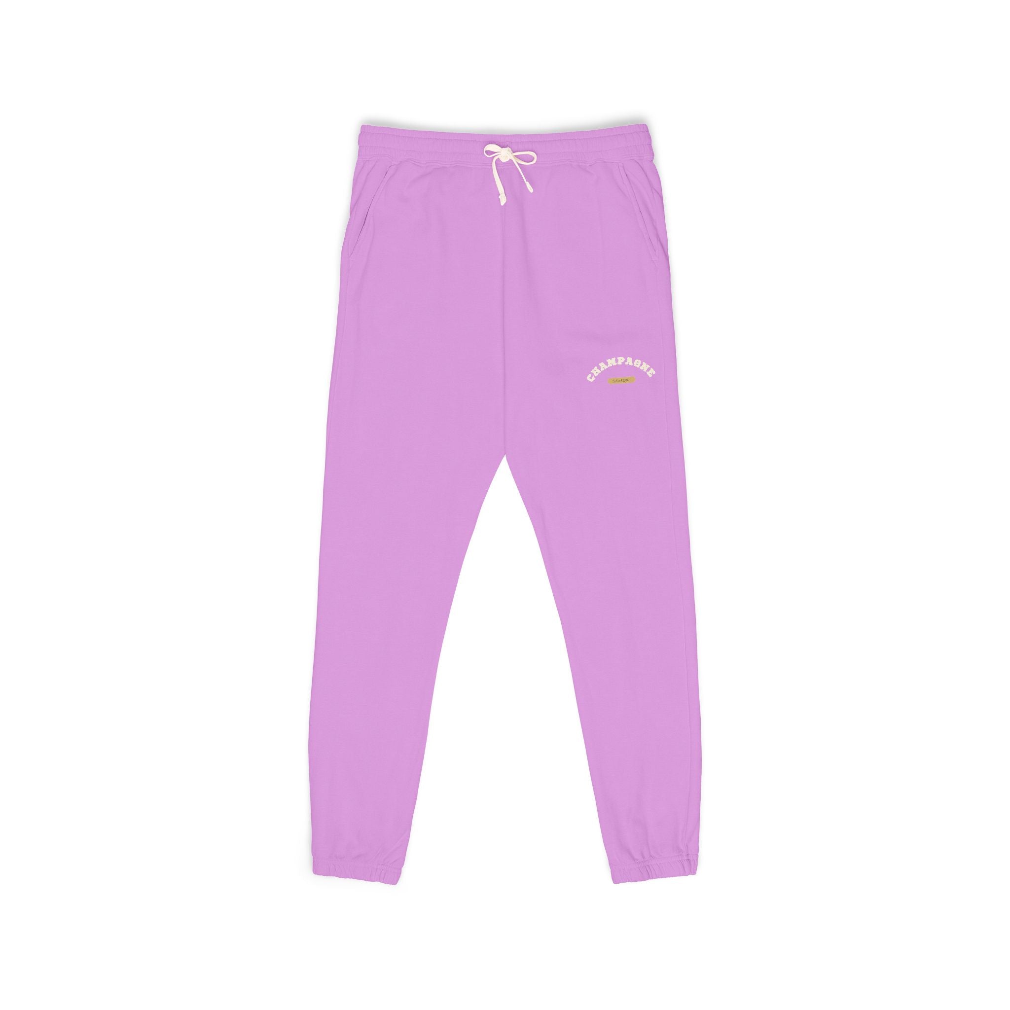 Cozy Champagne Season Sweatpants — Garment-Dyed Fleece Joggers with 'Canyon Club' Logo