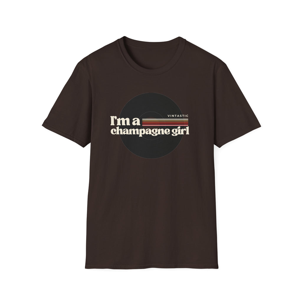 I’m a Champagne Girl Tee – Retro Vinyl Design | Vintastic Wine & Bubbly Collection