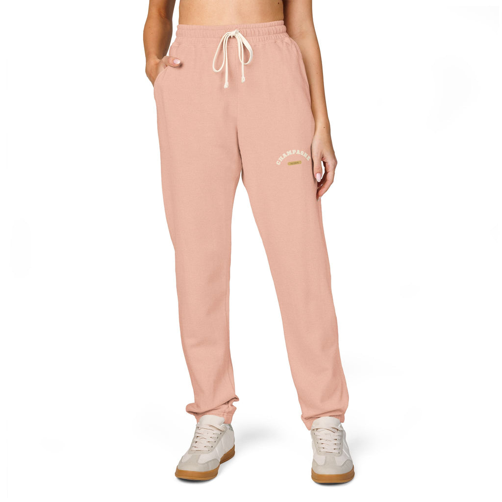 Cozy Champagne Season Sweatpants — Garment-Dyed Fleece Joggers with 'Canyon Club' Logo