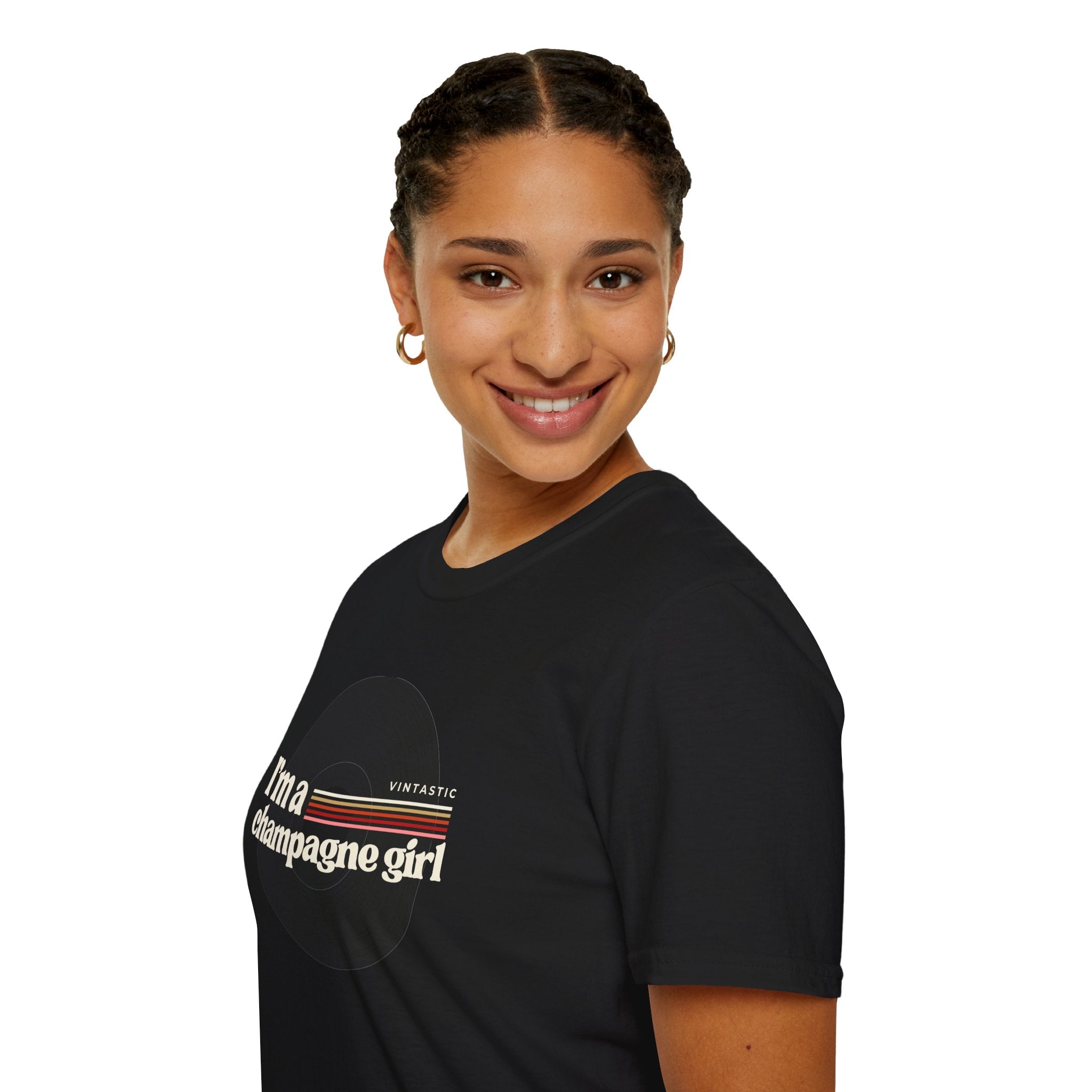 I’m a Champagne Girl Tee – Retro Vinyl Design | Vintastic Wine & Bubbly Collection