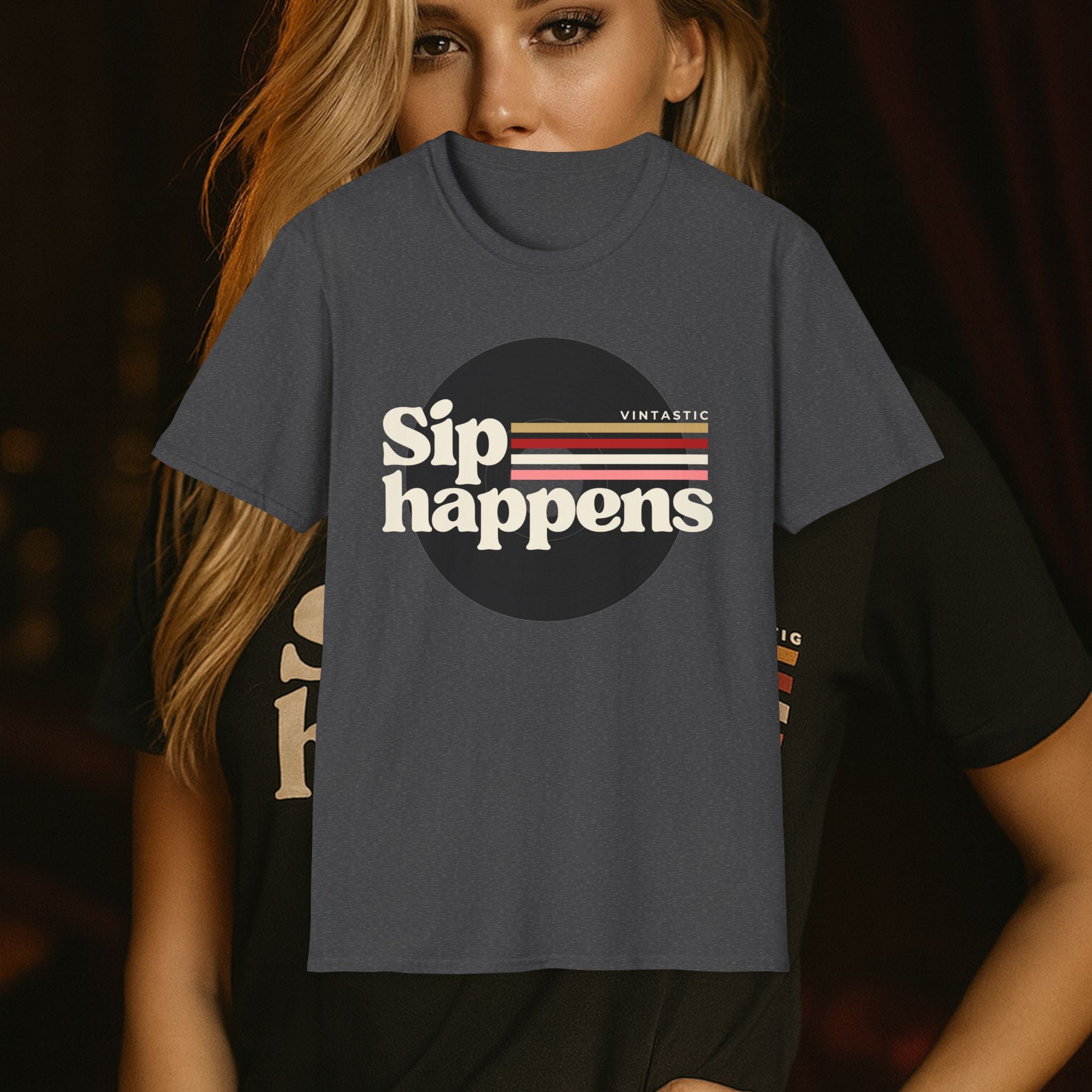 Sip Happens – Vintage Wine Tee (Vintastic™ Wine & Vinyl Collection)