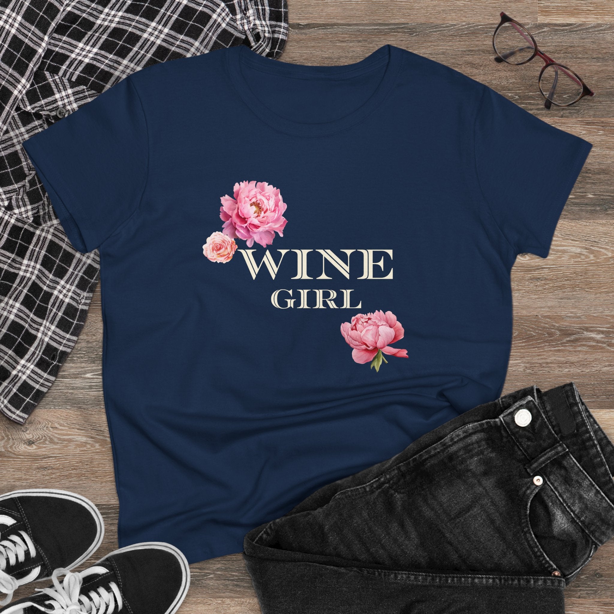 Wine Girl Floral Women's Tee - Perfect for Wine Lovers