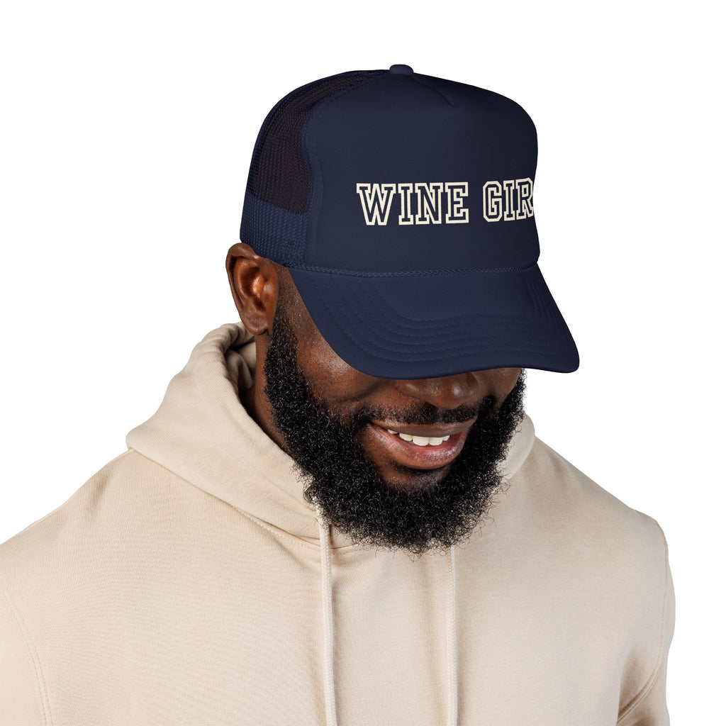Wine Girl Trucker Cap -by  Vintastic Designs