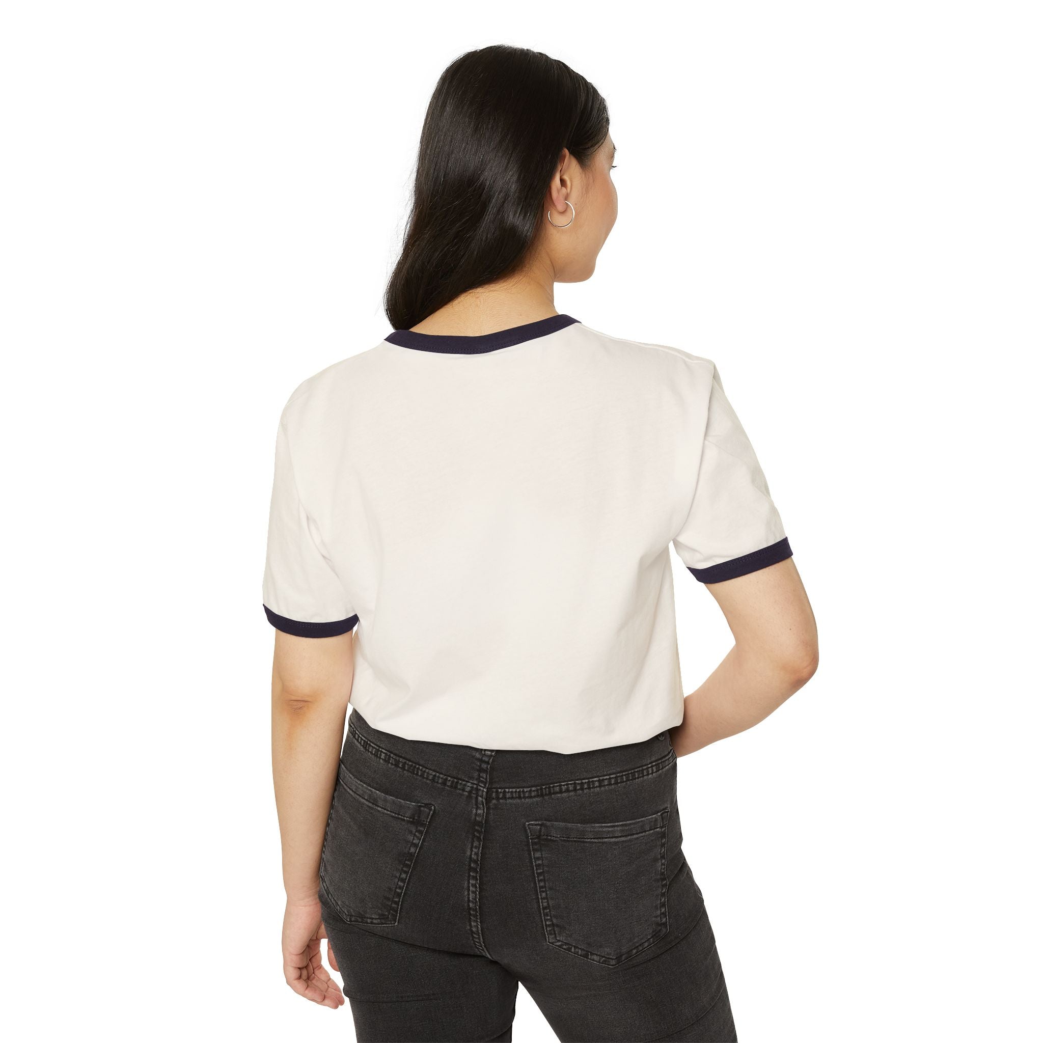 Wine Girl Retro Unisex Cotton Ringer T-Shirt