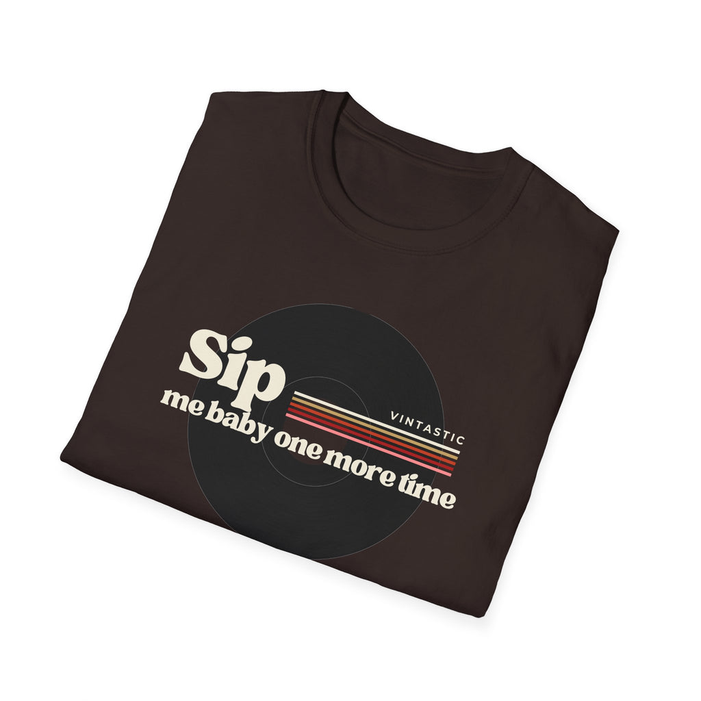 Sip Me Baby One More Time Tee – Retro Vinyl Wine Girl Style