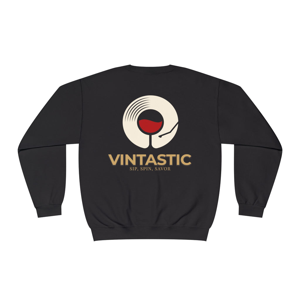 Vintastic Crewneck Sweatshirt — 'Sip Spin Savor' Wine Lover Pullover