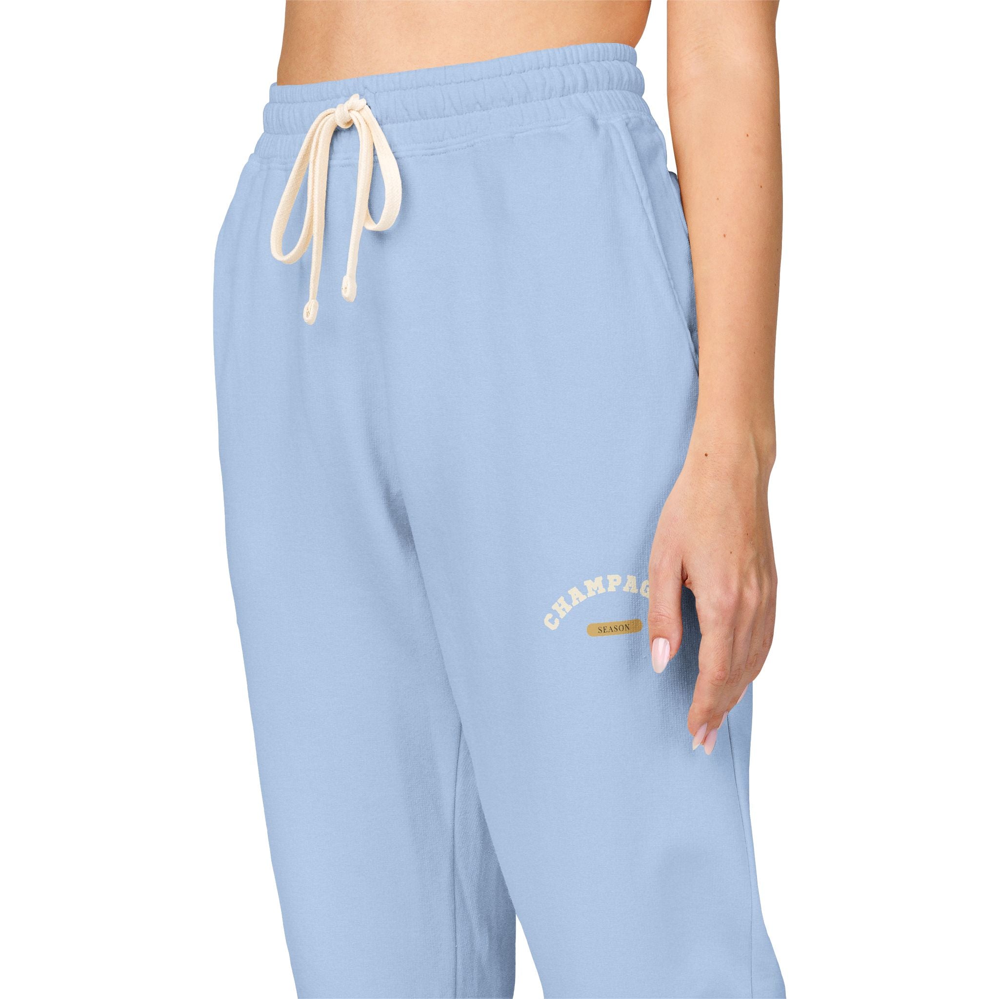 Cozy Champagne Season Sweatpants — Garment-Dyed Fleece Joggers with 'Canyon Club' Logo