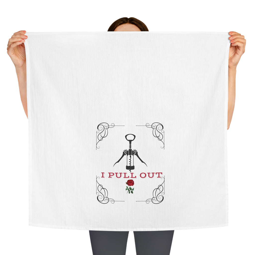 Funny Wine-Themed Tea Towel - "I Pull Out" Kitchen Decor
