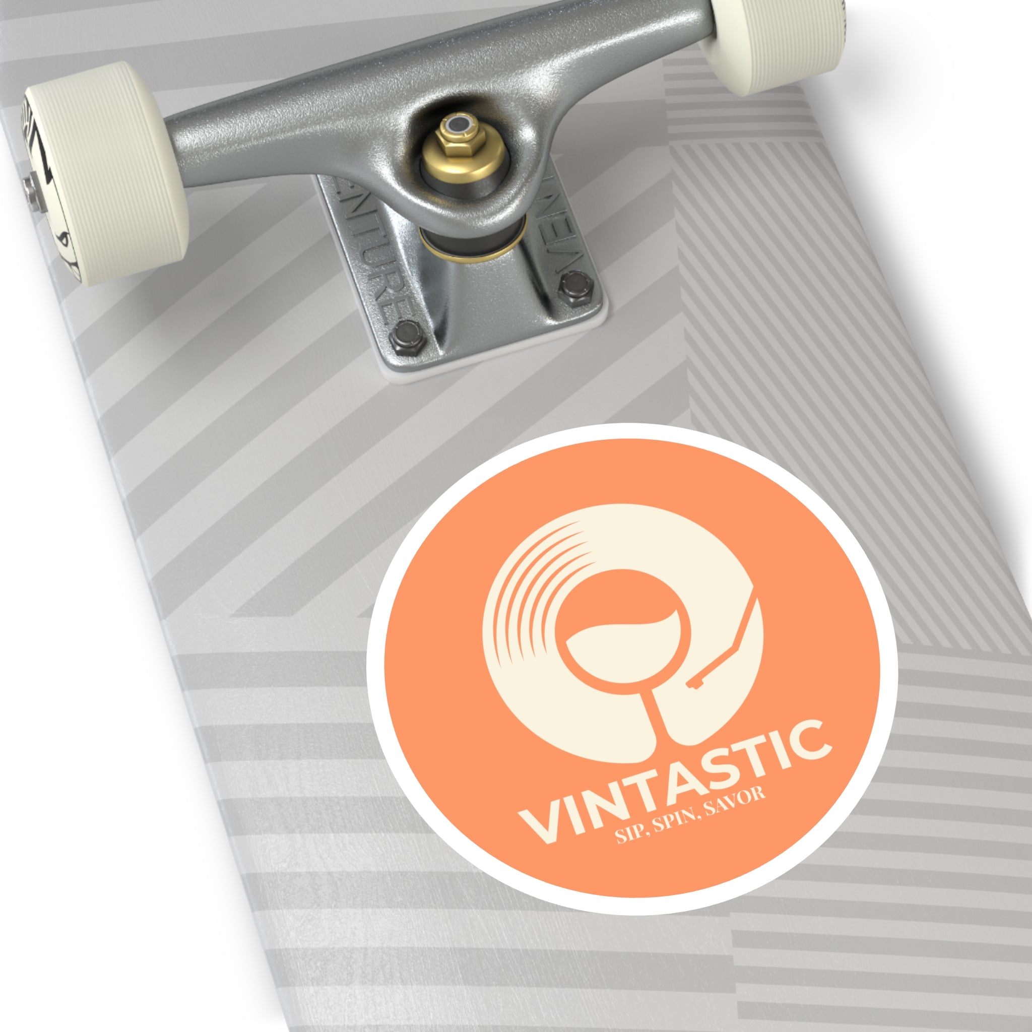 Vintastic Round Sticker — Retro Wine & Vinyl Logo (Indoor/Outdoor)