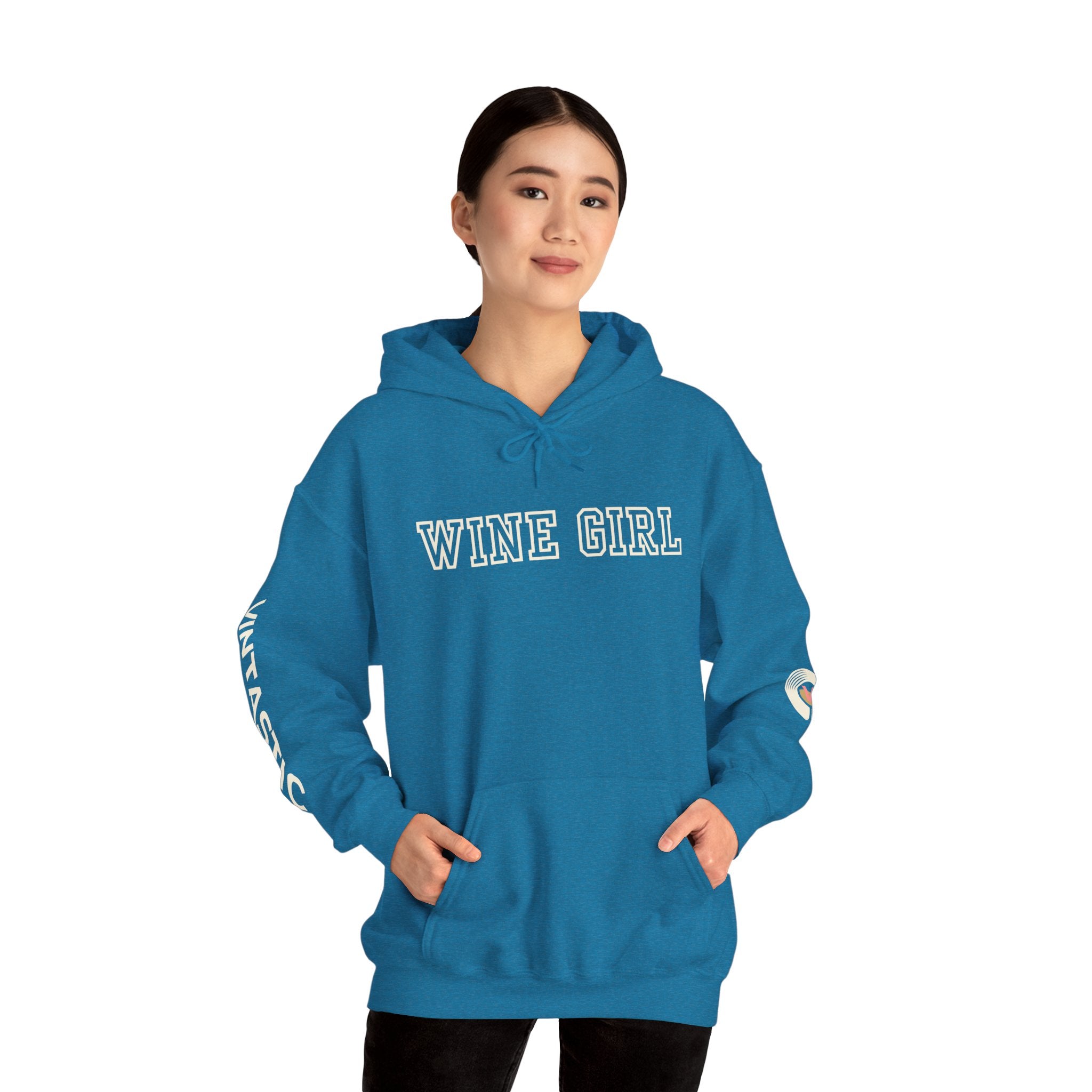 Vintastic Wine Girl Hoodie – Black Unisex Oversized Sweatshirt | Wine Lover Gift