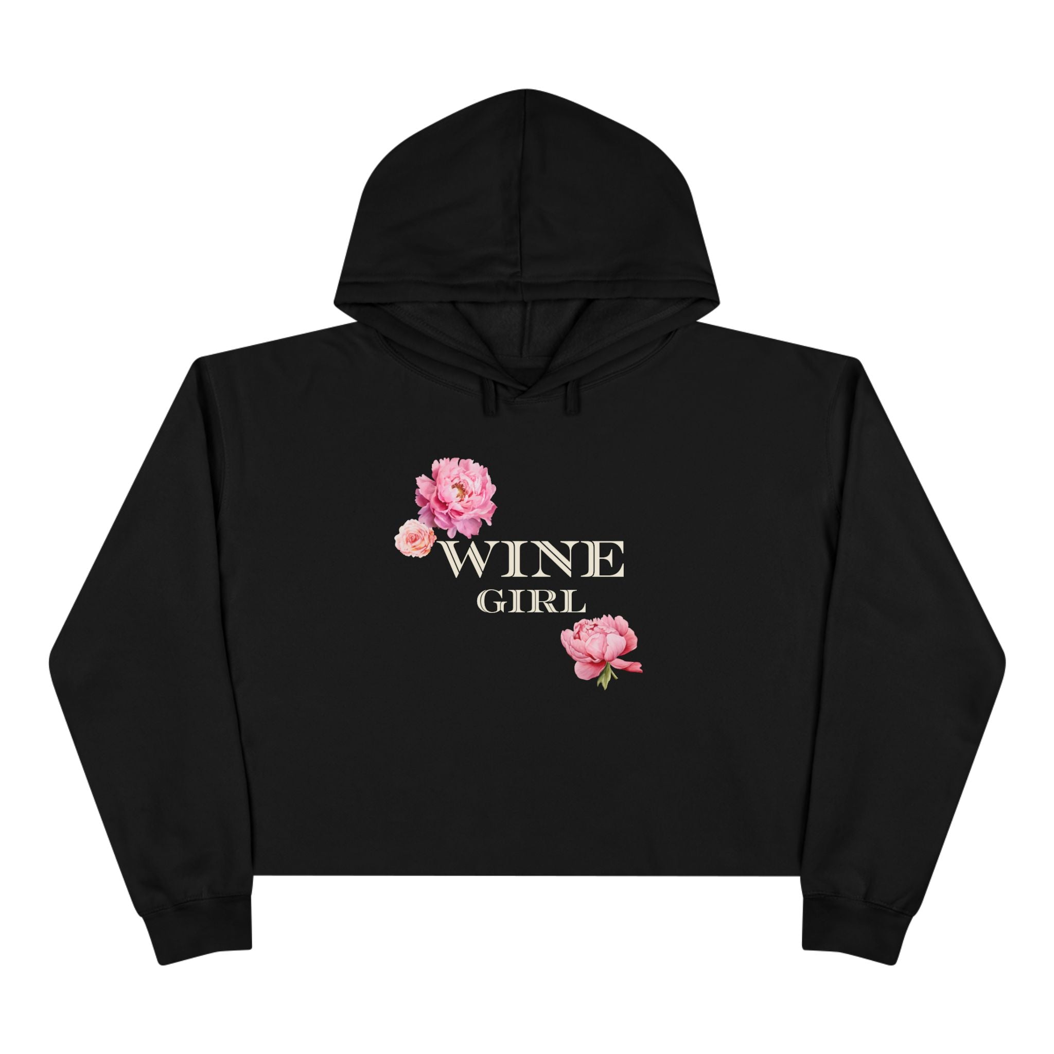 Wine Girl Cropped Hoodie — 'Vintastic' Floral Wine Lover Sweatshirt